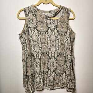 White Birch Cold Shoulder Long Sleeve Snakeskin + Asymmetrical Collar Lg